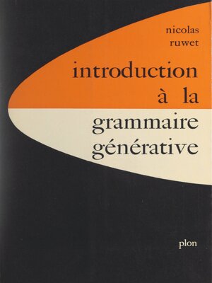 cover image of Introduction à la grammaire générative